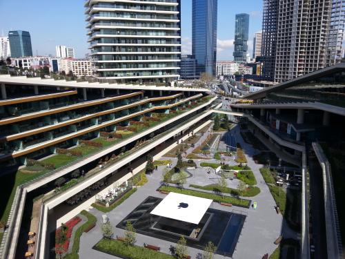 Bird's eye view on the shopping and leisure zone